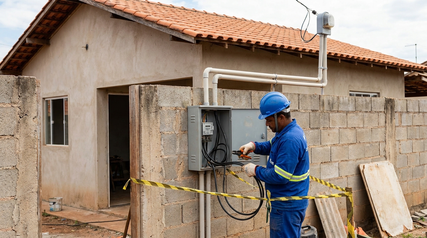 Eletricista instalando padrao de energia em São Carlos‑SP