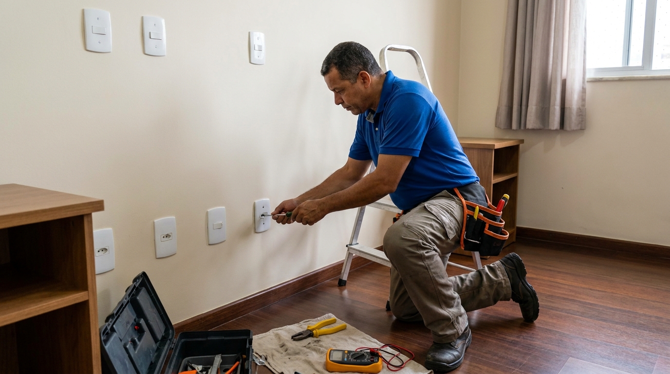 Instalacao de tomada e interruptor residencial em São Carlos‑SP