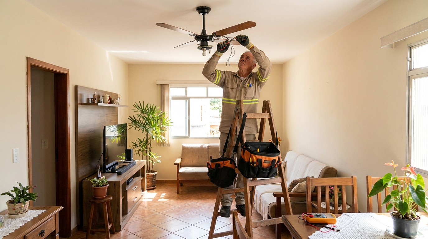 Montagem de ventilador de teto em São Carlos‑SP